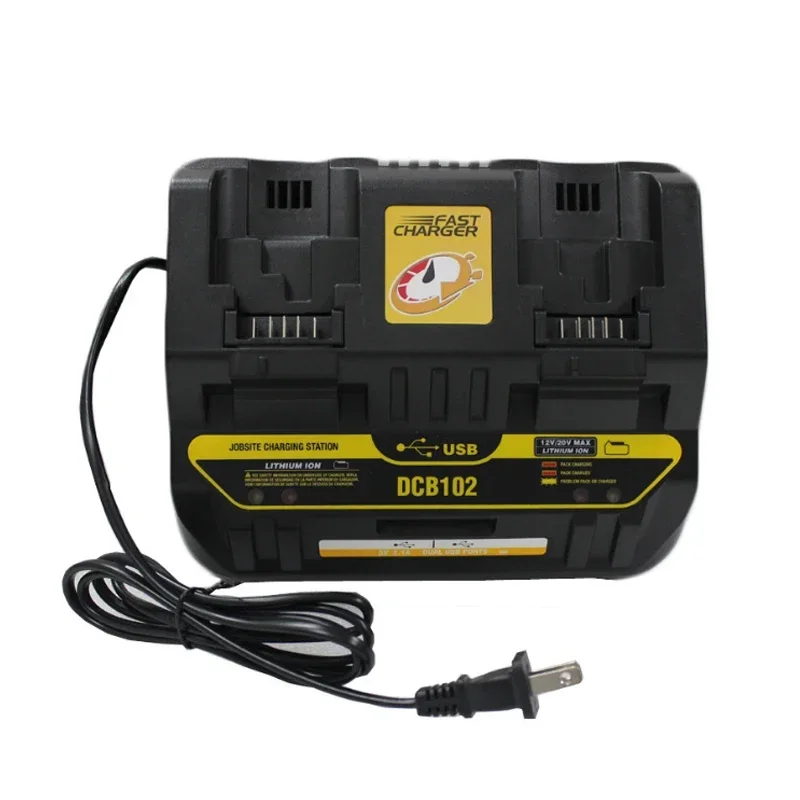 DCB102 Li-ion Battery Charger Rapid 2 Slide Port 4A Charging Current USB 2A Out DCB200 DCB140 For Dewalt 14.4V 18V Lithium Tool