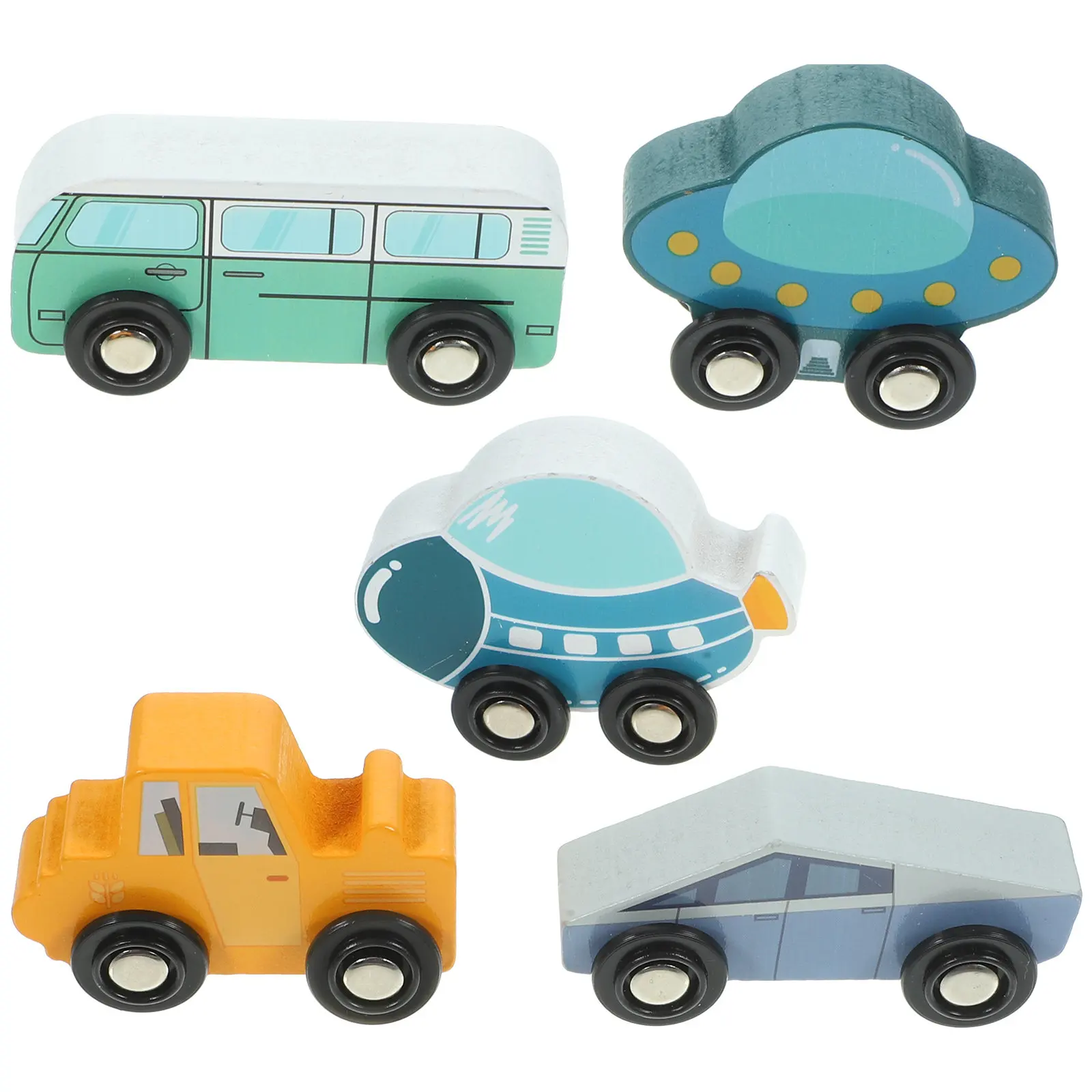 

5Pcs Wooden Track Train Cars Creative Colorful Set for Toddlers Early Development Play Wooden Train Toy Toy Trains