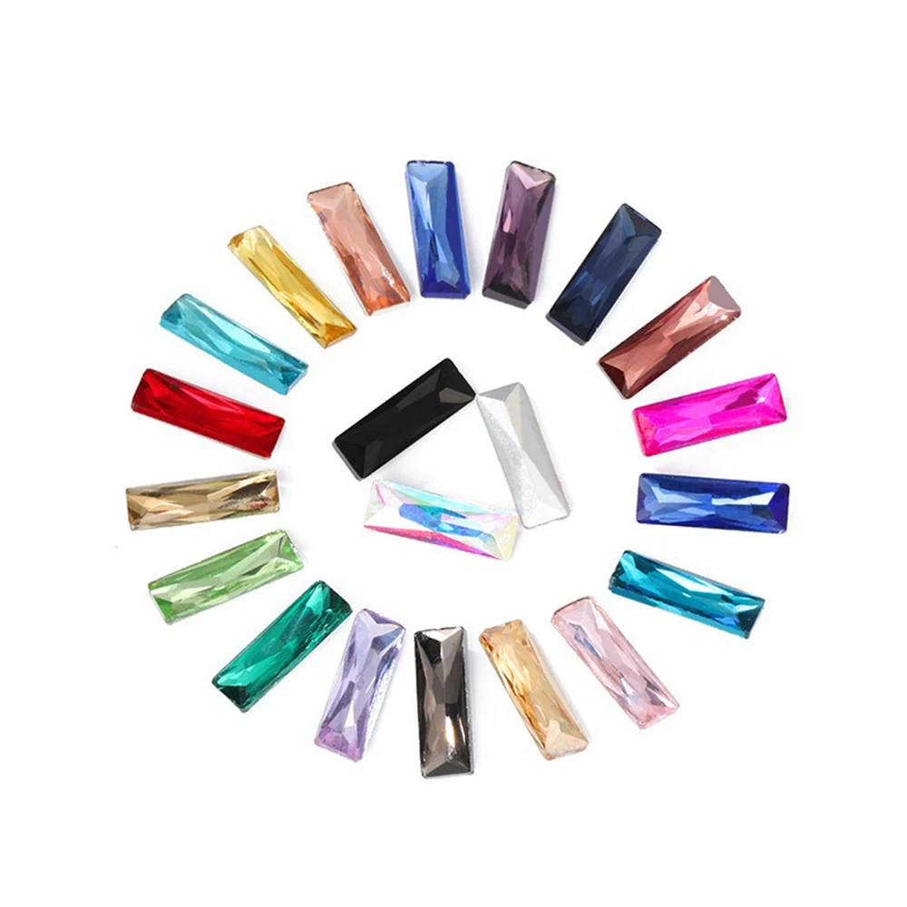 

100Pcs Rectangle Flat Back Glass Stone Crystal Rhinestones Nail Art Decoration DIY Jewelry Making Accessories