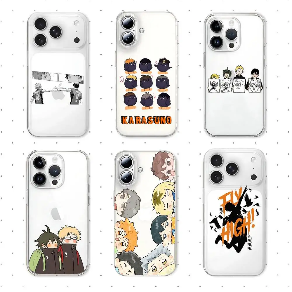 Cute Anime-H-haikyuu-S Kawaii Phone Case For Iphone17 16 15 11 13 14 Pro Max 7 8 Plus X Xr Xs Max Se2020 12mini Transparent Cov