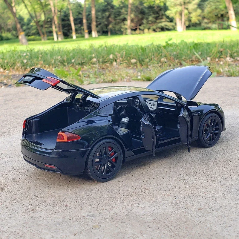 1:24 Tesla Model S Alloy Car Model Diecast Metal Toy Vehicle Car Model Simulation Collection Sound Light Kids Toy Gift C270