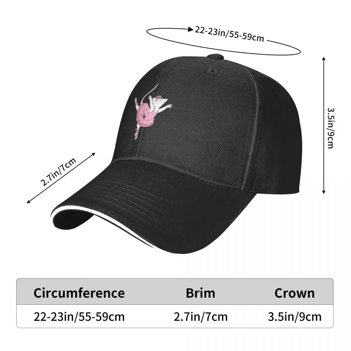 New Ballerina Mouse Fan ArtCap Baseball Cap fishing hat summer hats Hats Golf Wear Women's Cap Men's