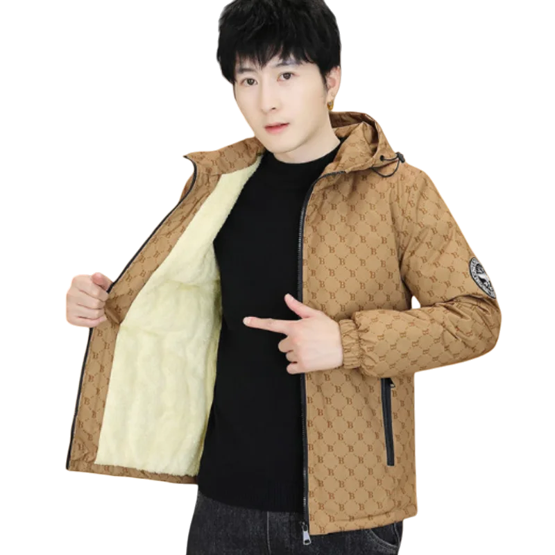 سترة سميكة مبطنة بالصوف للرجال، معطف قطني للرجال، معطف شتوي