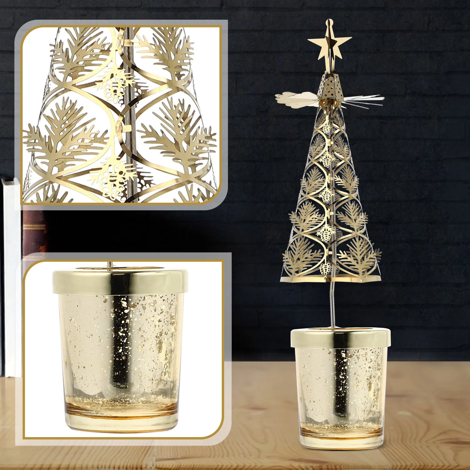 

1Pcs Christmas Tree Holder Metal Candlestick Non-Slip Desktop Ornament for Christmas Decoration