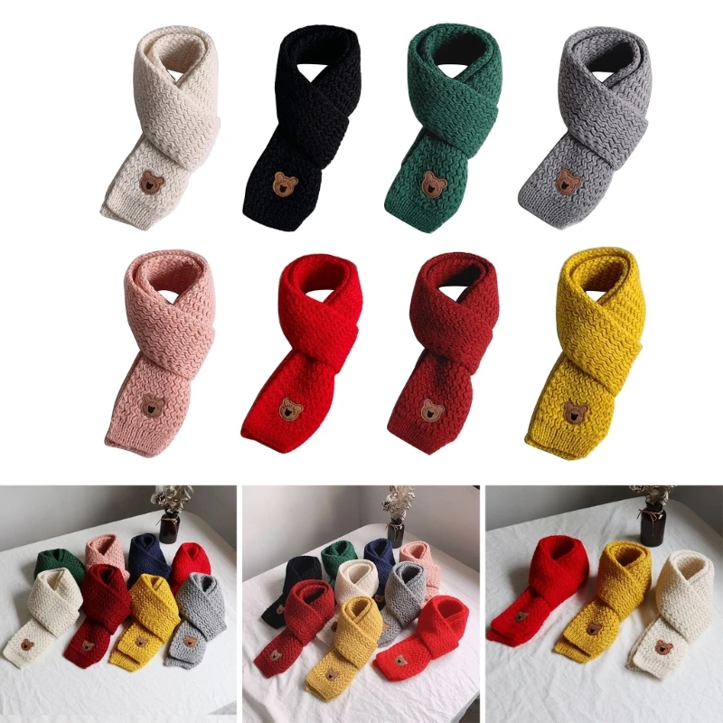 Boy Girls Bear Pattern Neckerchief Trendy Baby Neck Scarf Comfortable Kids Muffler Autumn Winter Toddlers Essential P31B