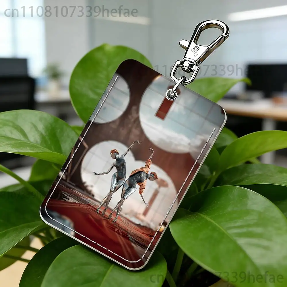 A-Atomic H-Heart Game Rectangle Card Case Keychain Access Card Bag Key Tag Ring Leather Card Holder Key Ring Access