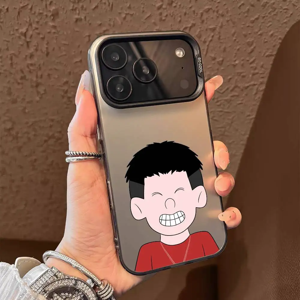 Cartoon Character Phone Case For iPhone 17 16 15 14 13 12 11 Pro Max Black Purple Matte Laser Metallic Aurora Funda