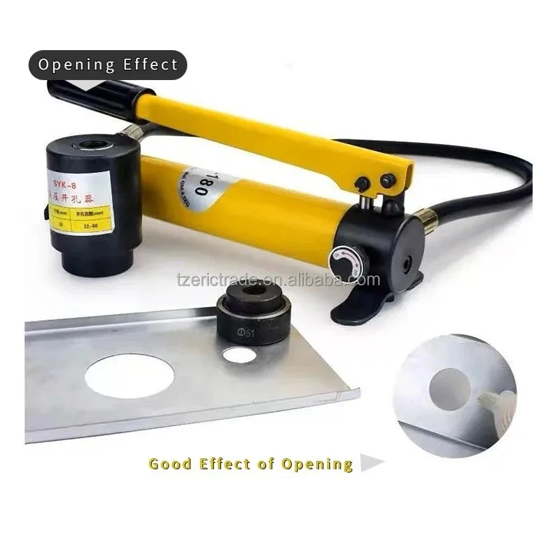 Durable 8T Hydraulic Knockout Hole Punching Tool Kit SYK-8B Dies 22-60mm Conduit Hole Cutter Stainless Steel Plate OEM