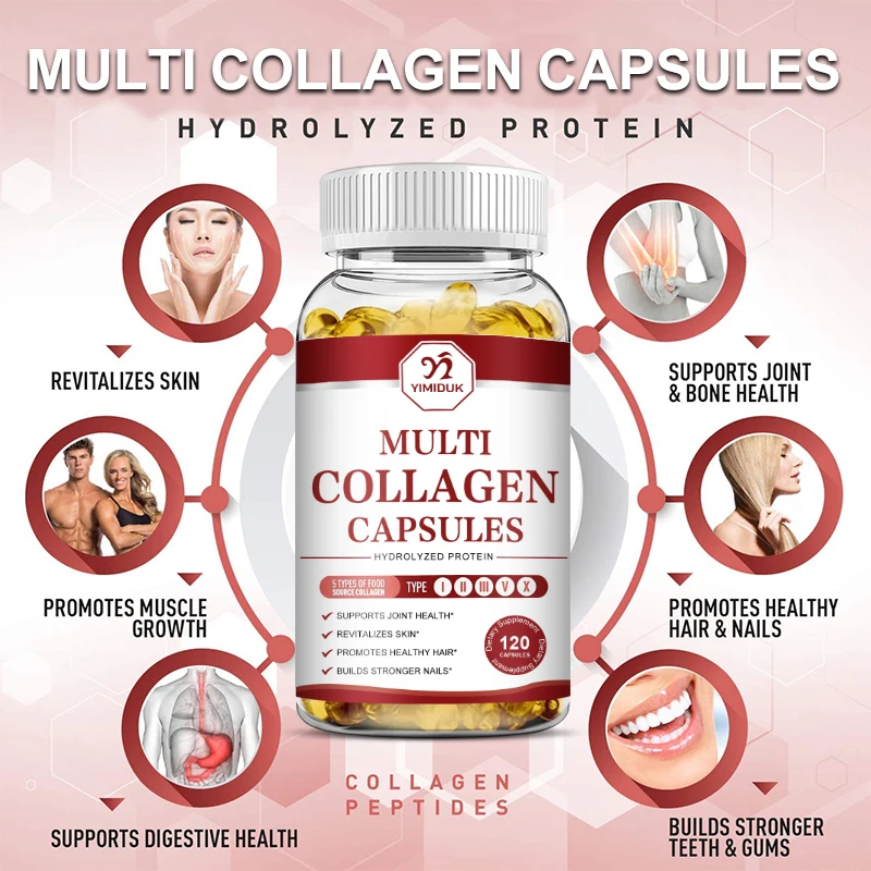 Multi Collagen Capsules with Vitamin Canti-Oxidation Reduce Cell Damage Whitening & Promote The Health Of Nails & Hair & Skin