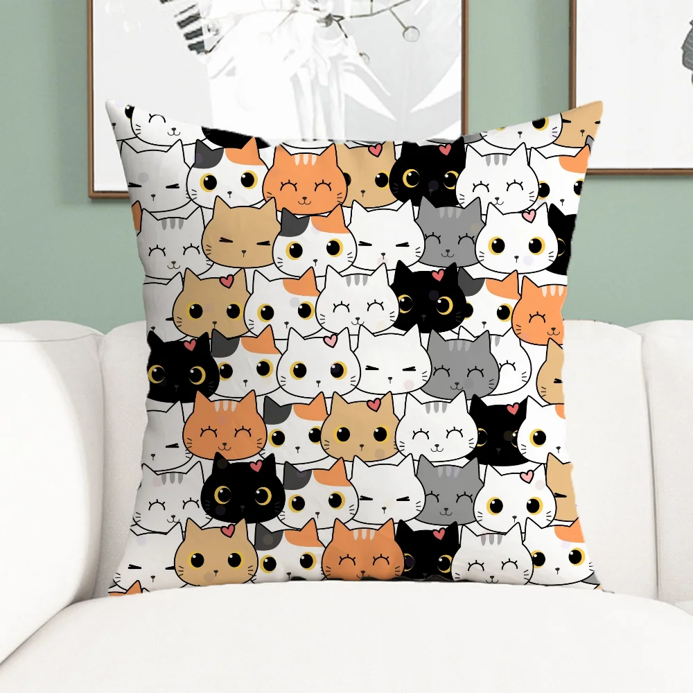 Cute Cat Car Sofa Short Plush Cushion Cover Home Textile Garden