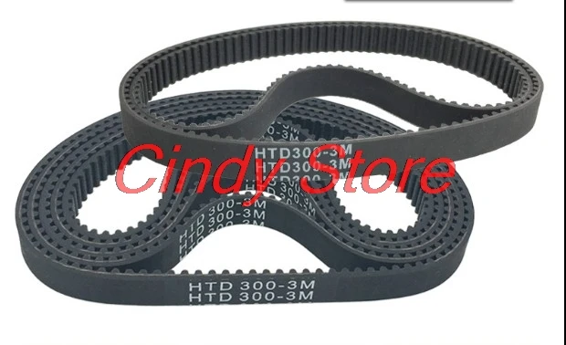 1PCS HTD3M-300/306/309/336/339/342/345/360/363/366/369 Rubber Timing Belt Black 3mm Pitch  8mm/10mm/15mm/20mm width