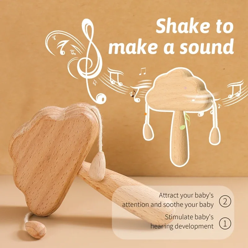 Natürliche Holz Wolke Rassel Kinder Spielzeug Babys Neugeborenen Zubehör Interaktives Spielzeug für Kinder Sicher Ungiftig Baby