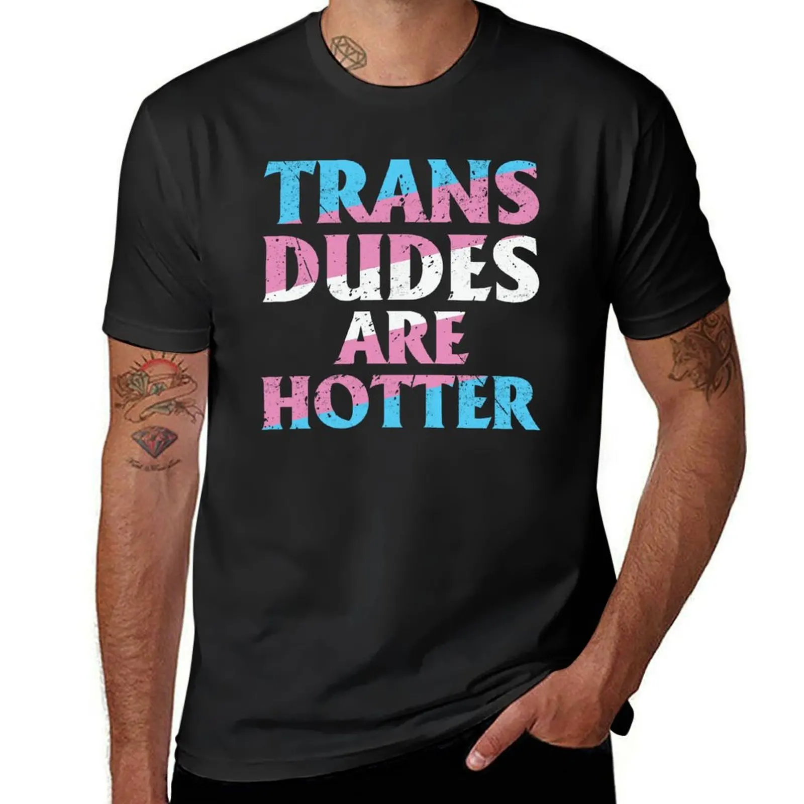 Trans dudes are hotter T-Shirt plain quick-drying hippie clothes Short sleeve tee men