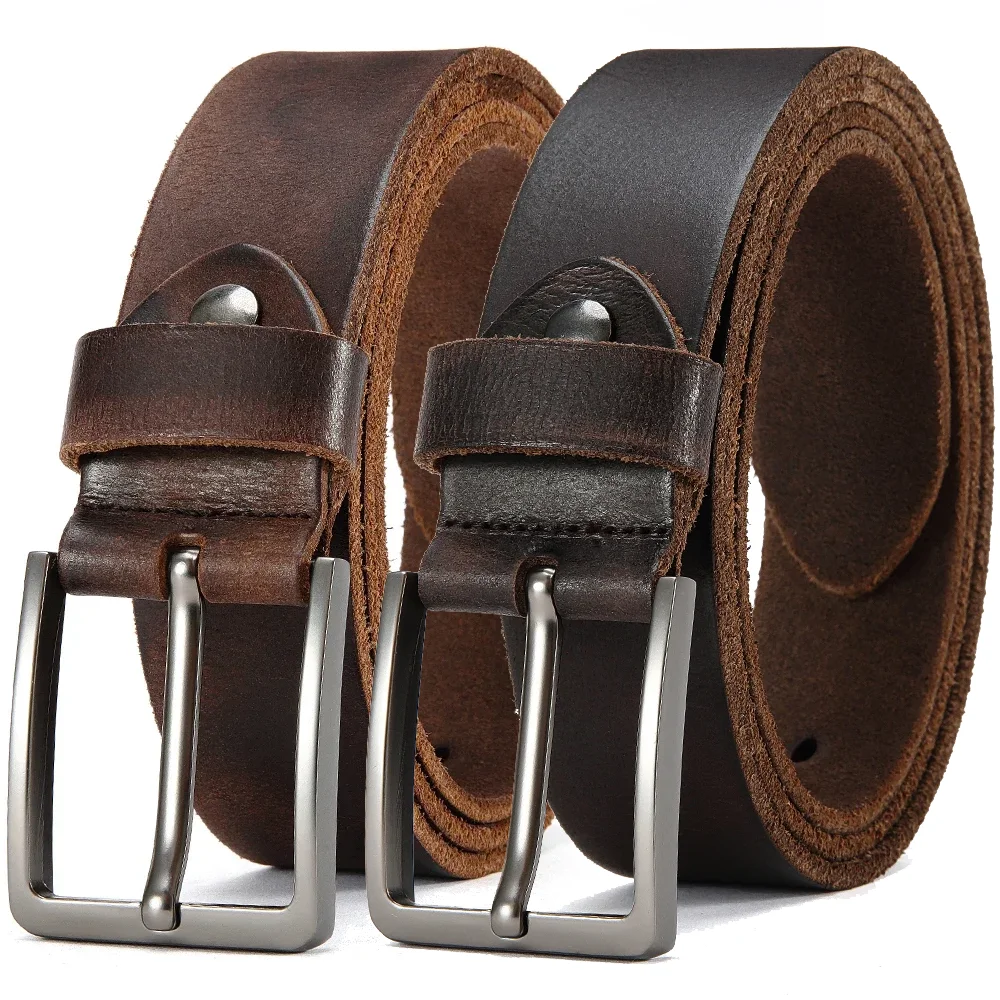 Genuine Leather For Men's High Quality Buckle Jeans Cowskin Casual Belts Business Cowboy Waistband Male Fashion Designer