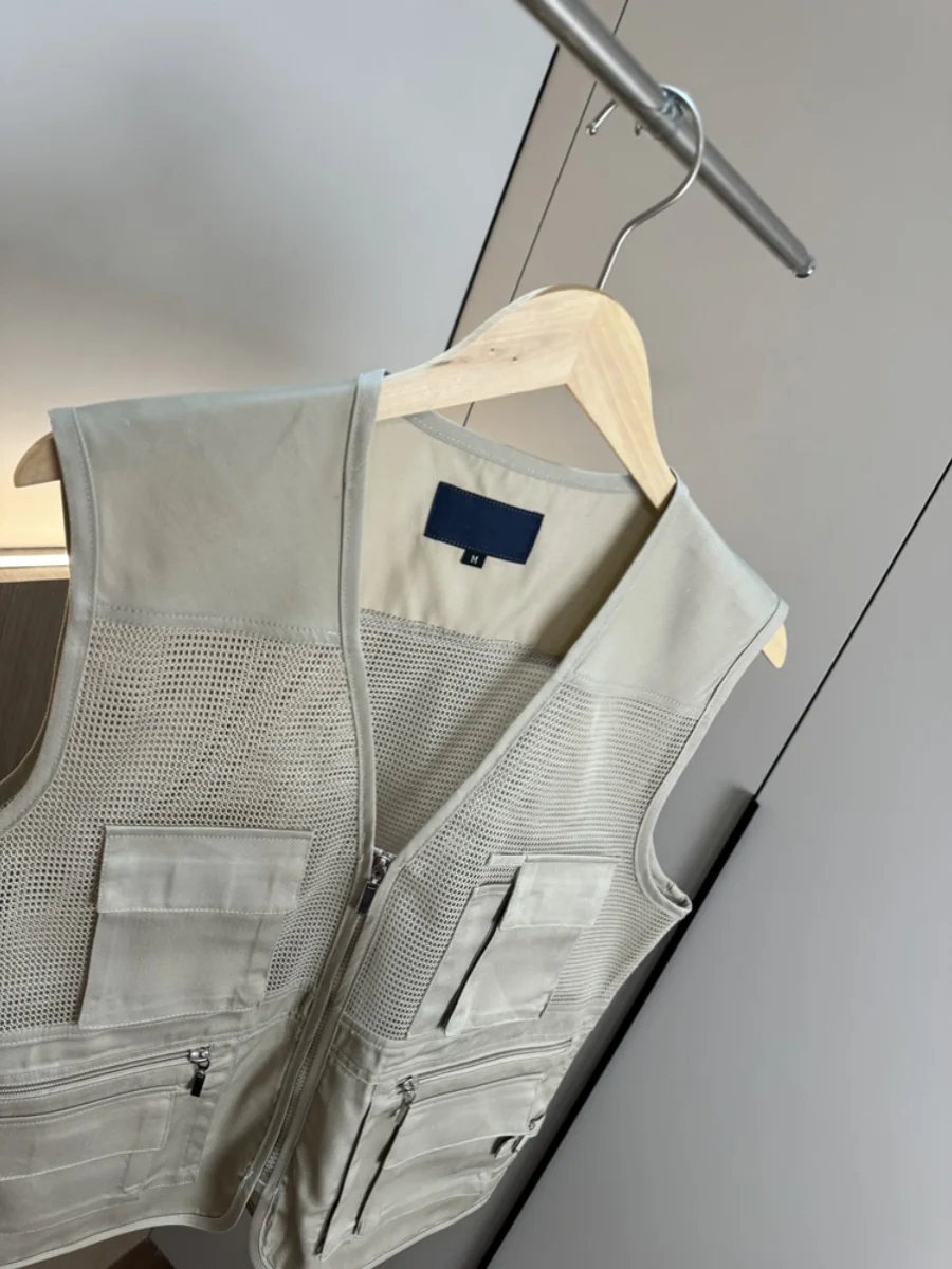 

Men's Summer Outdoor Thin Breathable Fiing Vest Multi-ket Workwear Stand Fit V-Ne Casual Youth Trend H-irt