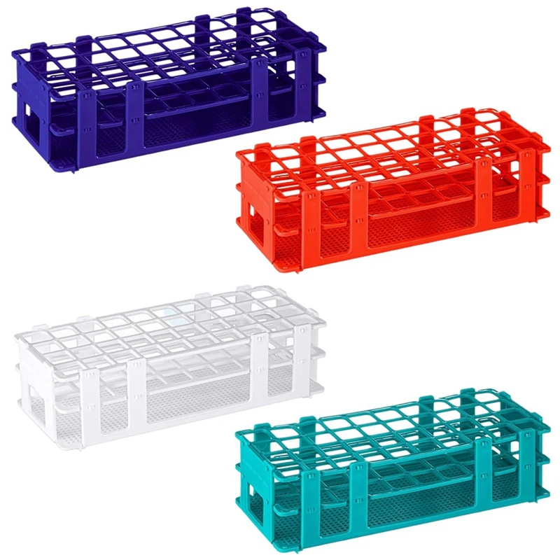 4 Pcs Plastic Test Tube Rack Test Tube Holder Rack Detachable Tube Holder For 16Mm Test Tubes