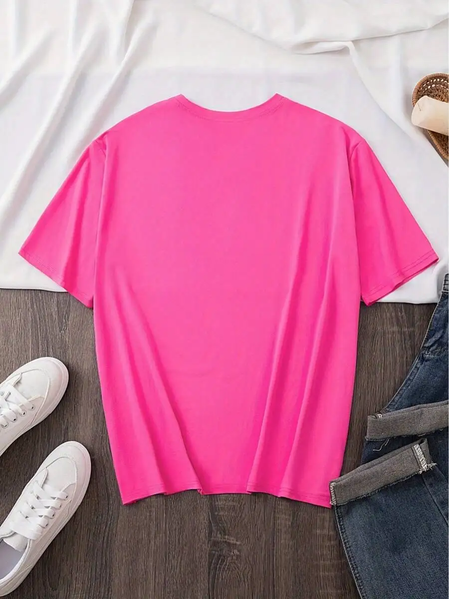 

Womens Solid Color Round Neck Short Sleeve T-Shirt Polyester Comfortable Casual Top