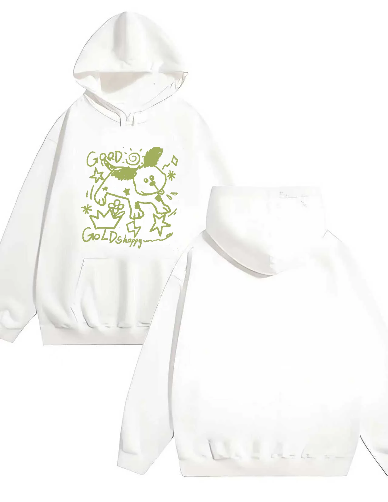 

The 2025 new fashion grass dog simple print casual loose sportswear is 330G thick and suitable for both men and women