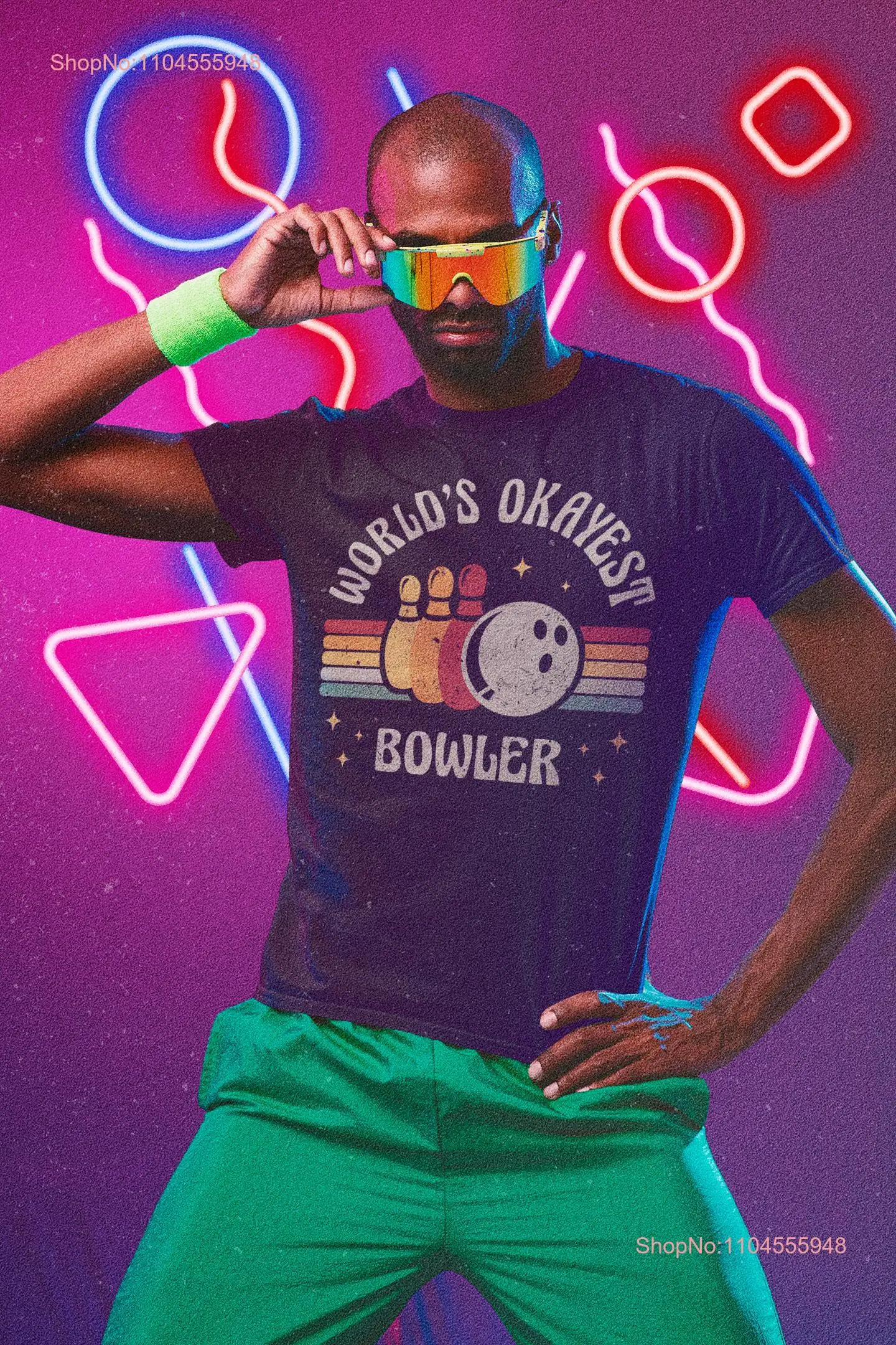 Camiseta Retro World's Okayest Bowler, bolos divertidos, estampado Vintage de diez pines para amantes, adultos y niños, dulce de manga larga o corta