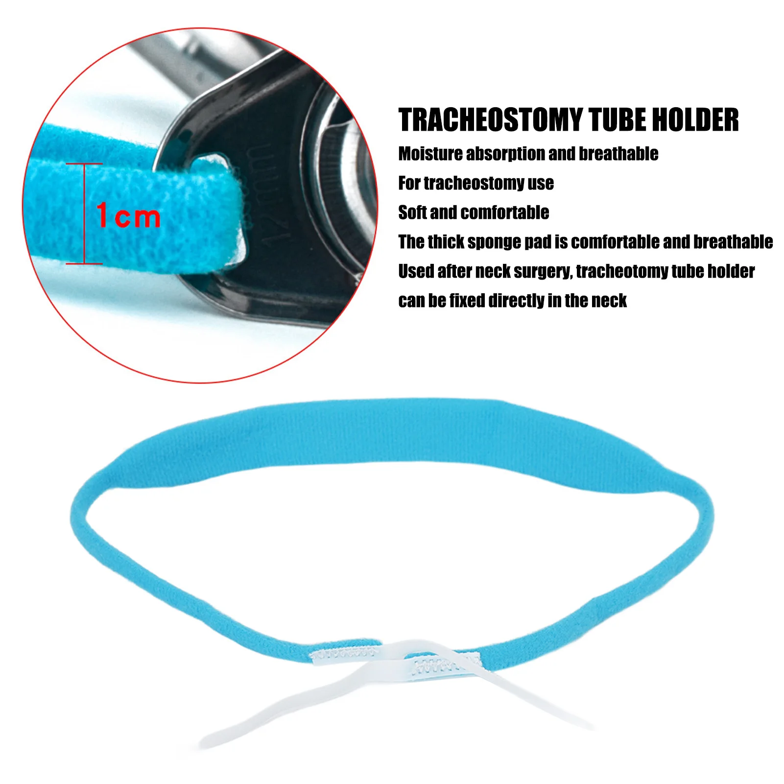 Tracheostomy Tie Hook and Loop Closure Tracheostomy Tube Holder Washable Neckband 24.4in Length Reusable