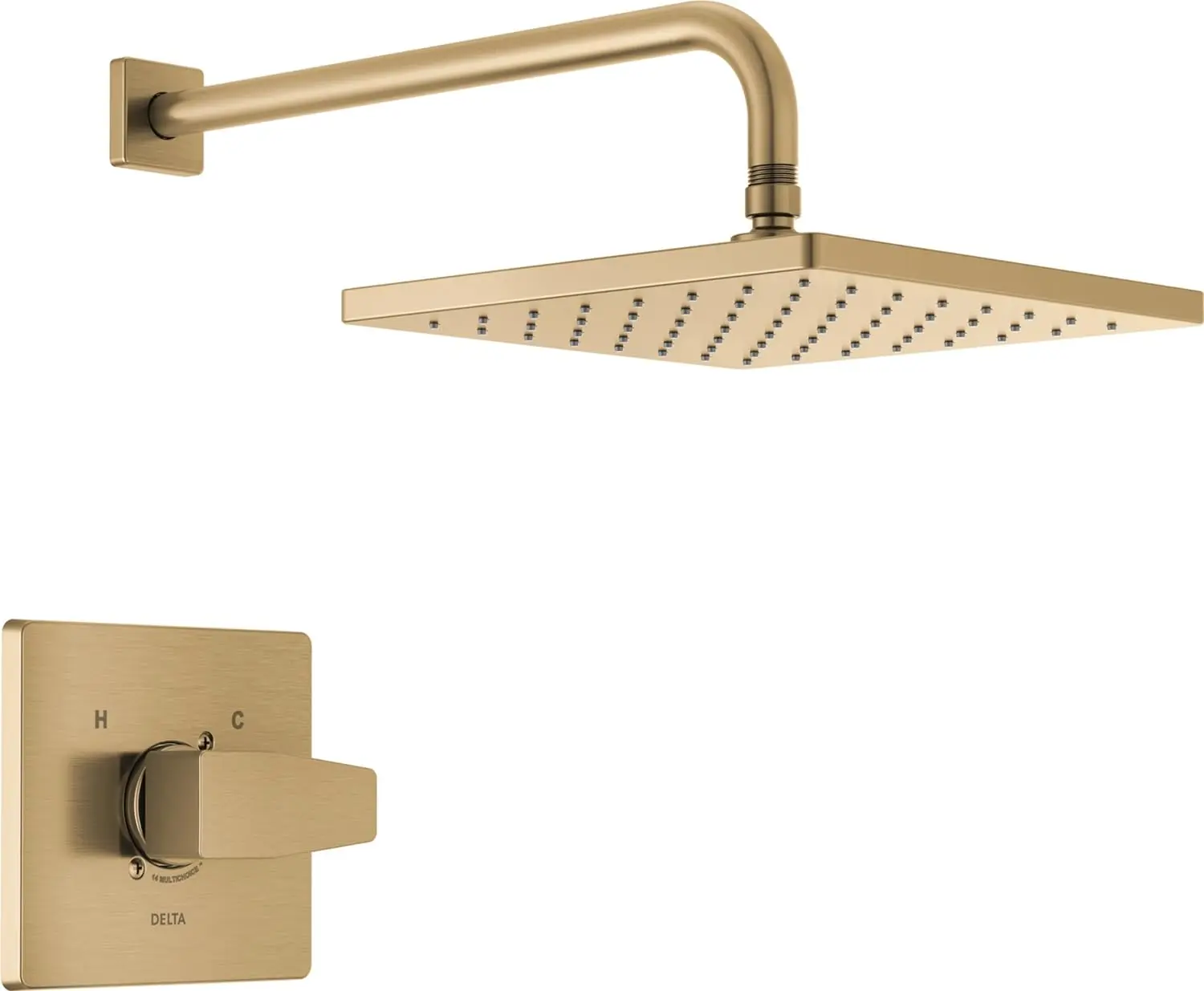 Square Single-Function Valve Trim Kit Gold, Faucet Set, Rainfall Shower Head Gold, Delta Shower Kit