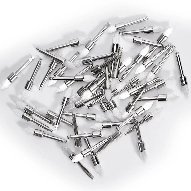 50Pcs Dental Nylon Bristle Polishing Brushes Disposable Sharp Head Prophylaxis Brushes RA 2.35mm Fit for Contra Angle Handpiece