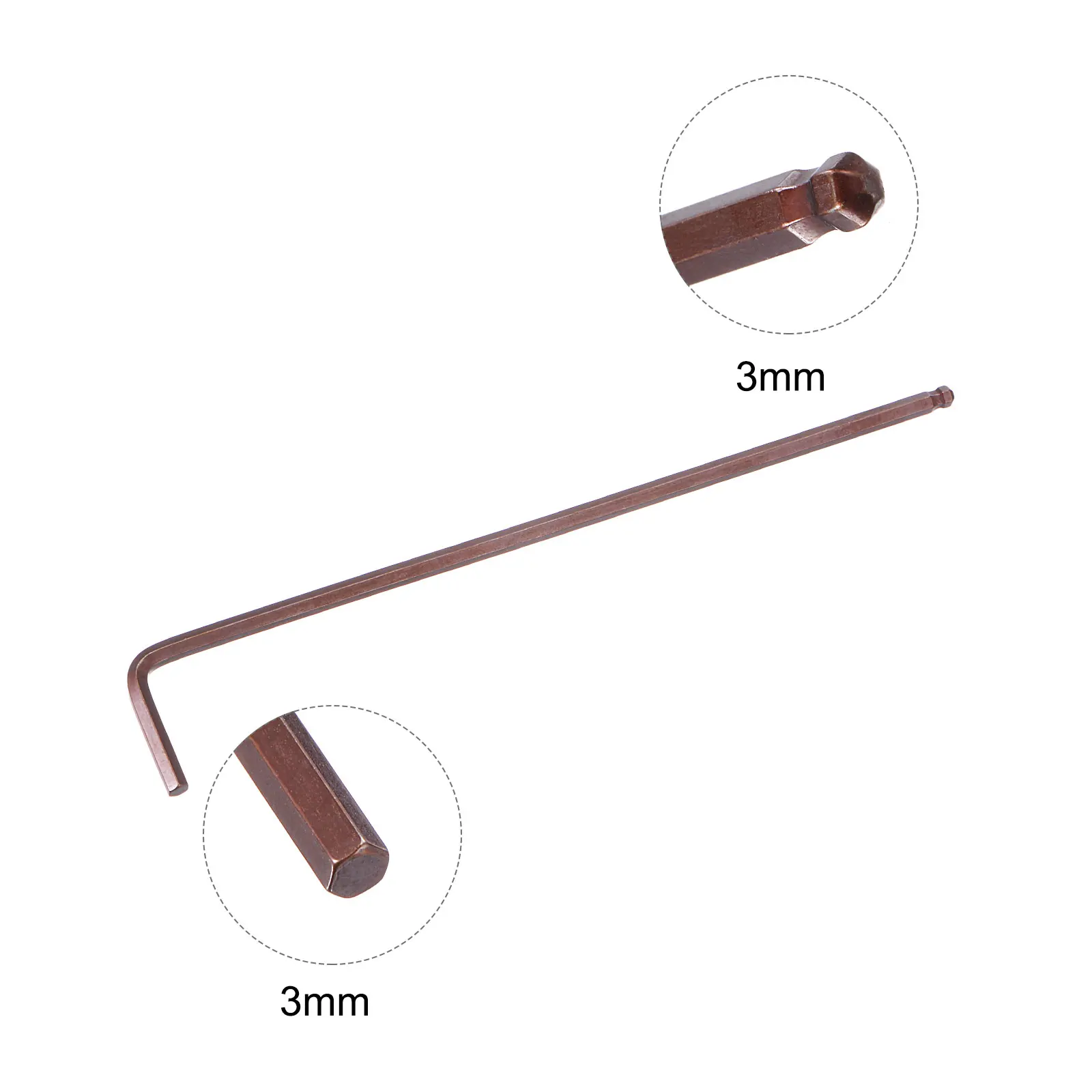 2pcs 3mm Ball End Hex Key Wrench, L Shaped Long Arm S2 Steel Repairing Tool