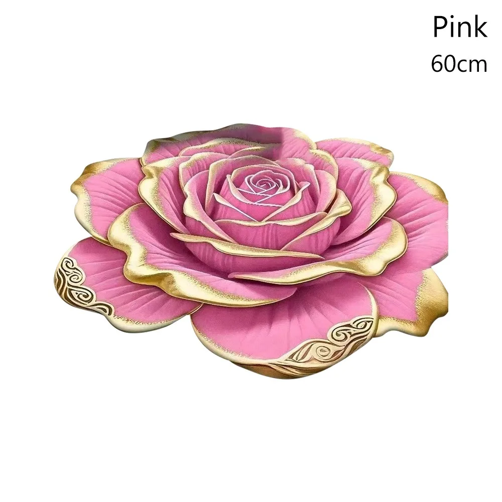 Special-shaped 3D Flower Carpet Crystal Velvet Absorbent Bathroom Floor Mat Non-slip Dirt-resistant Rose Floor Mat Home Decor