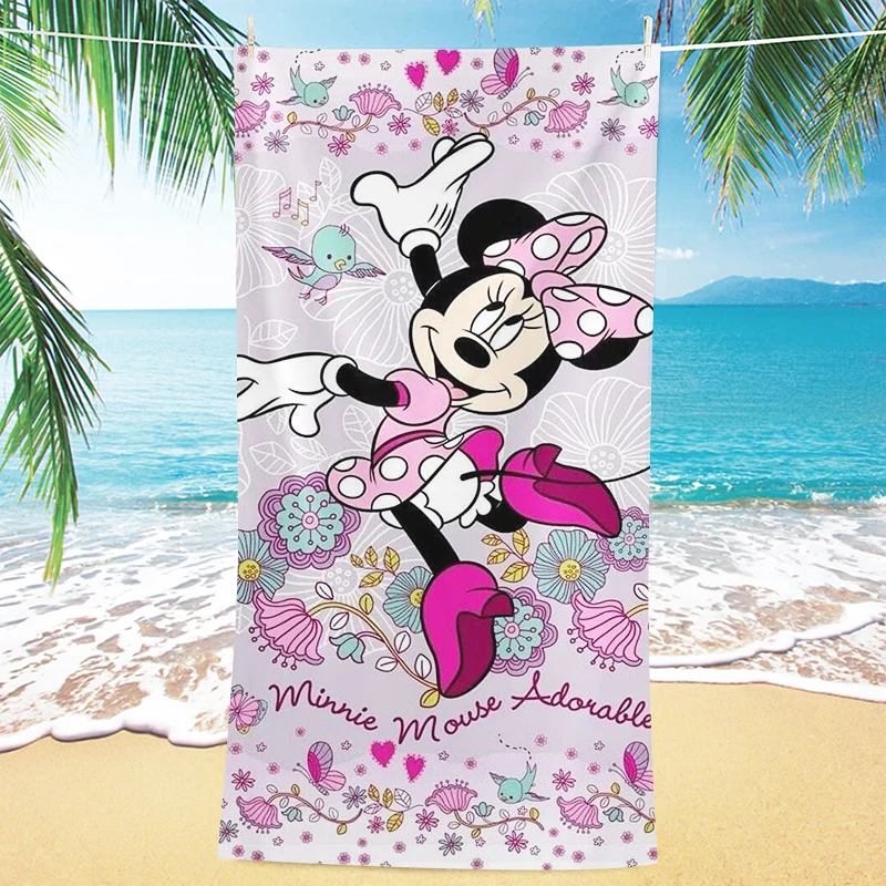 Beach Towel Cute Minnie Pink Charming Summer 3D Printing Super Clear Children and Adults Microfiber Material Soft Comfortable