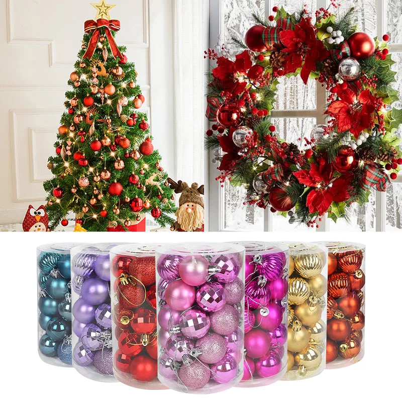 34Pcs/Box 4cm Christmas Ball Decoration Xmas Tree Pendent Ornaments for Home Decor Navidad New Year 2026 Party Gift Supplies