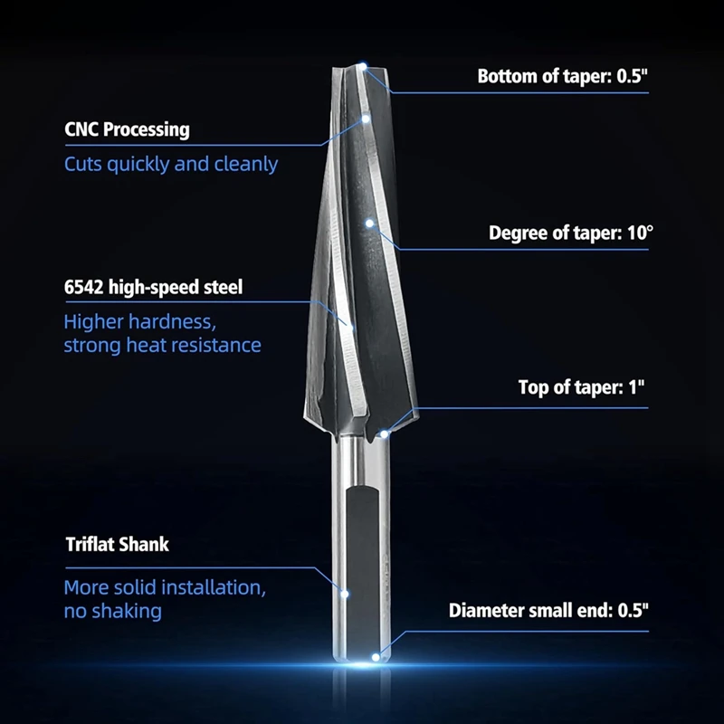 

10 Degree Ball Joint Tapered Reamer, Tapered Ball Joint Reamer For 1-1/2 Inch Foot Taper For Fitting Ball Joints Tie Rod Durable