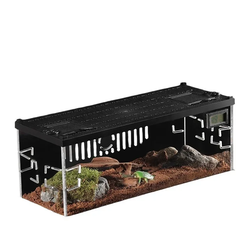 Acrylic Reptile Breeding Box with LED Lizards Snakes Winter Incubator with  Feeding Box Anti-escape Cages