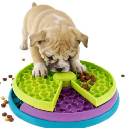 Dog Slow Feeder Interactive Dog Puzzle Game Toy 3 Layers Puzzle Puppy Feeder Reusable Dog Slow Eating Bowl for Medium Large Dogs
