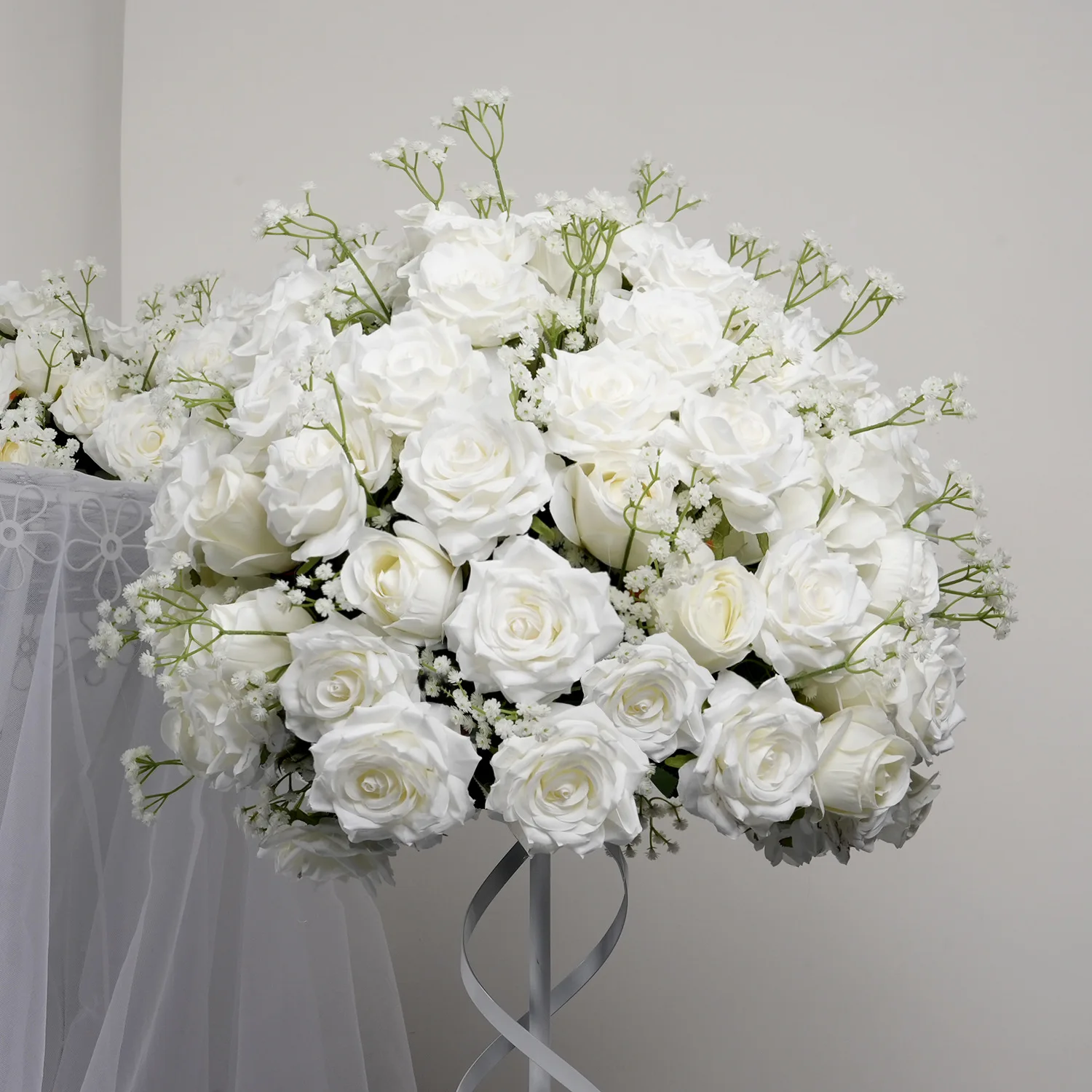 

White rose hydrangea floor row flower table hotel decorative flower ball simulated flower handmade