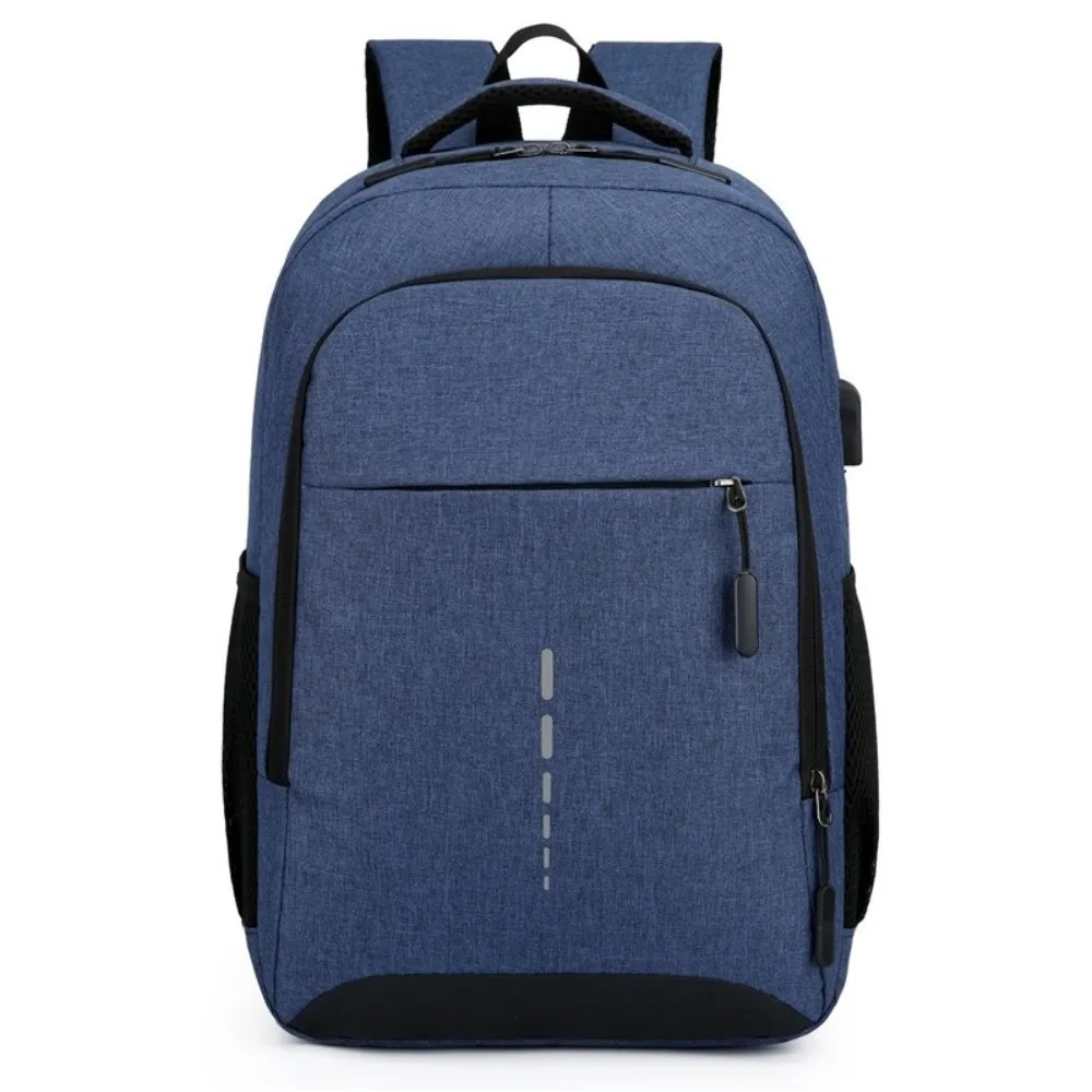 Large Capacity Student Backpack Oxford Cloth Multifunctional Computer Rucksack Solid Color Multiple Pockets School Bag Travel