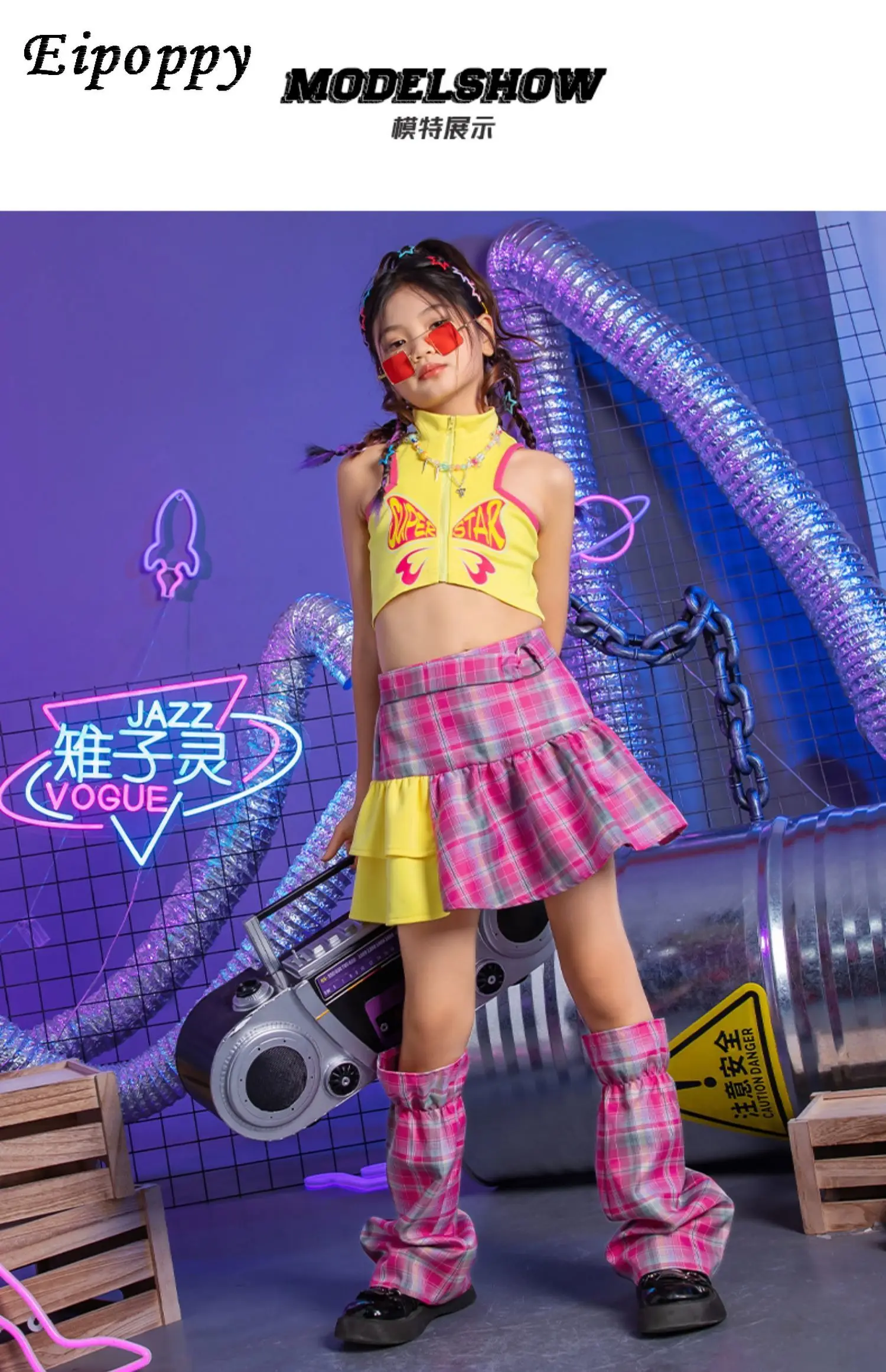 بدلة رقص الجاز للبنات ، ملابس أداء للأطفال ، ملابس عصرية على المنصة