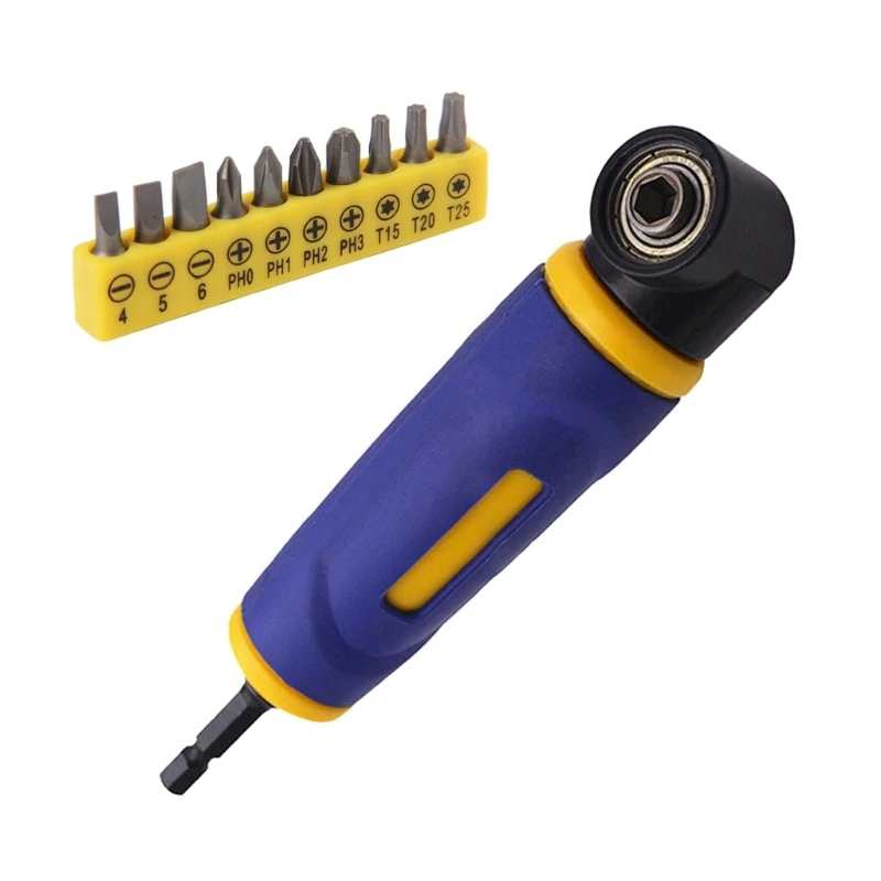 Y1UD 90° Degree Right Angles Attachment Drill Driver Screwdriver Extension Holder Adapter Corner Electric Drill Chuck