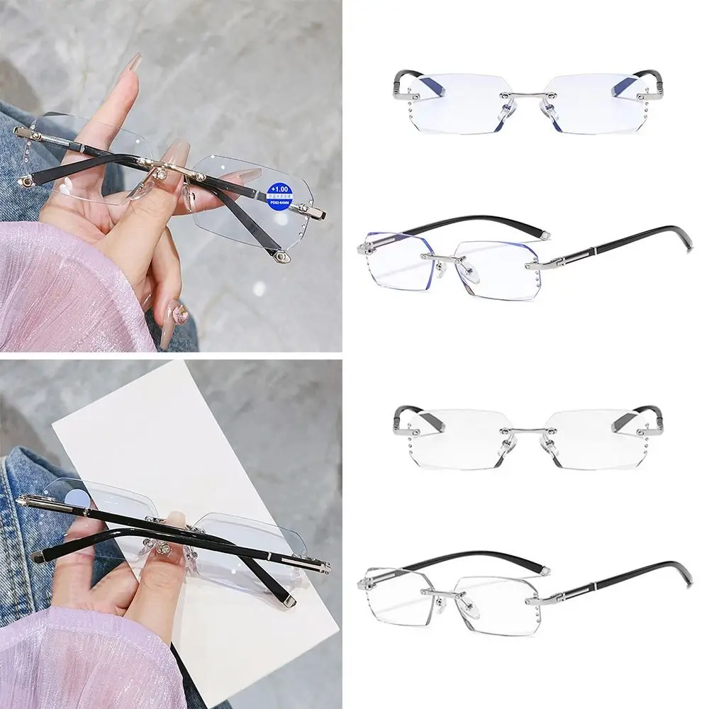 Blue Ray Blocking Anti-Blue Light Reading Glasses Rimless Cut Edge Vintage Hyperopia Glasses Eye Protection Luxury