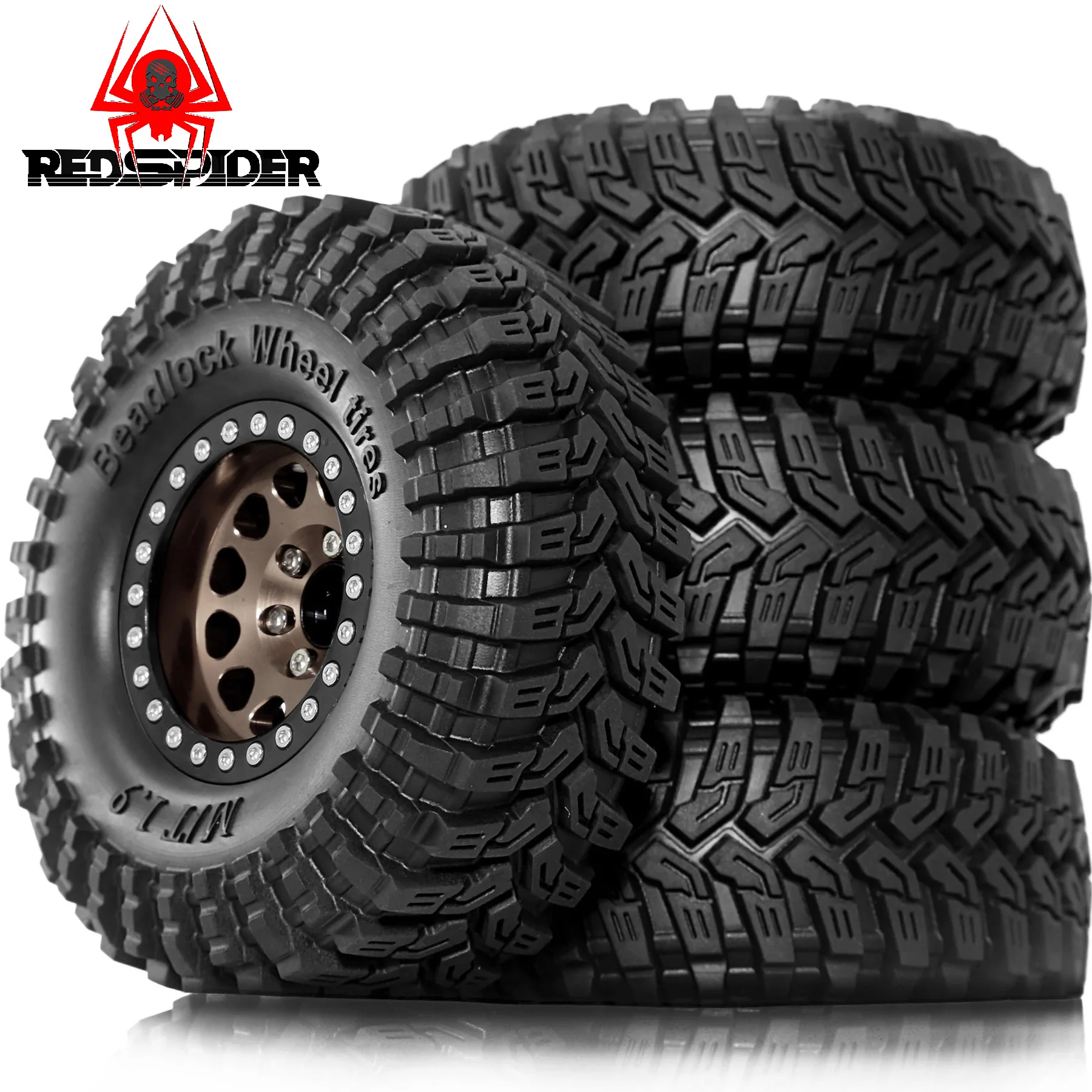 1.9インチ ビードロックホイール＆タイヤ（4個） -8.9mmオフセット、4.53インチ外径 - 1/10 RCクローラー TRX4/TRX6、SCX10（90046）、CC01、D90/D110用