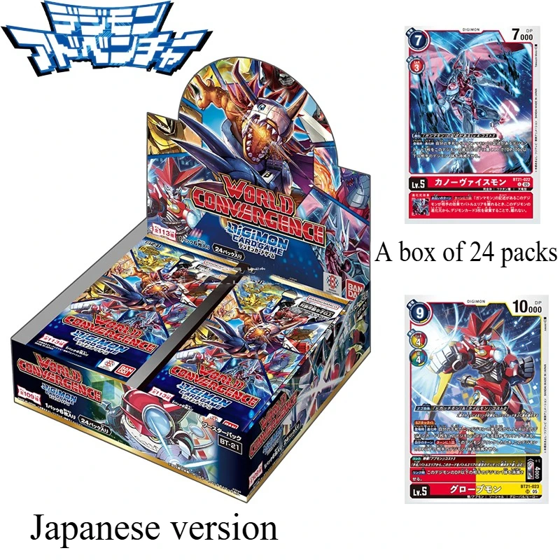 

Официальная коробка для карточных игр Bandai Digimon BT-21, японская версия World Convergence, запечатанная коллекция редких карт аниме SR SEC