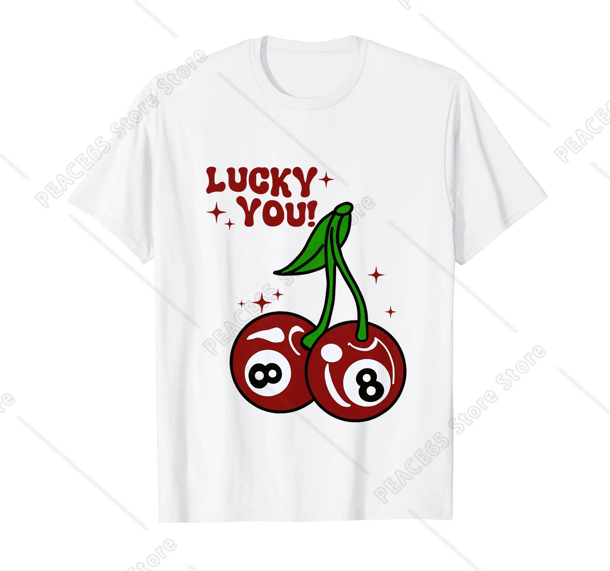 

Luckey Cherry You 8 Ball Aesthetic Adult Humor For Women T-Shirt Cotton Short Sleeve Soft Comfortable