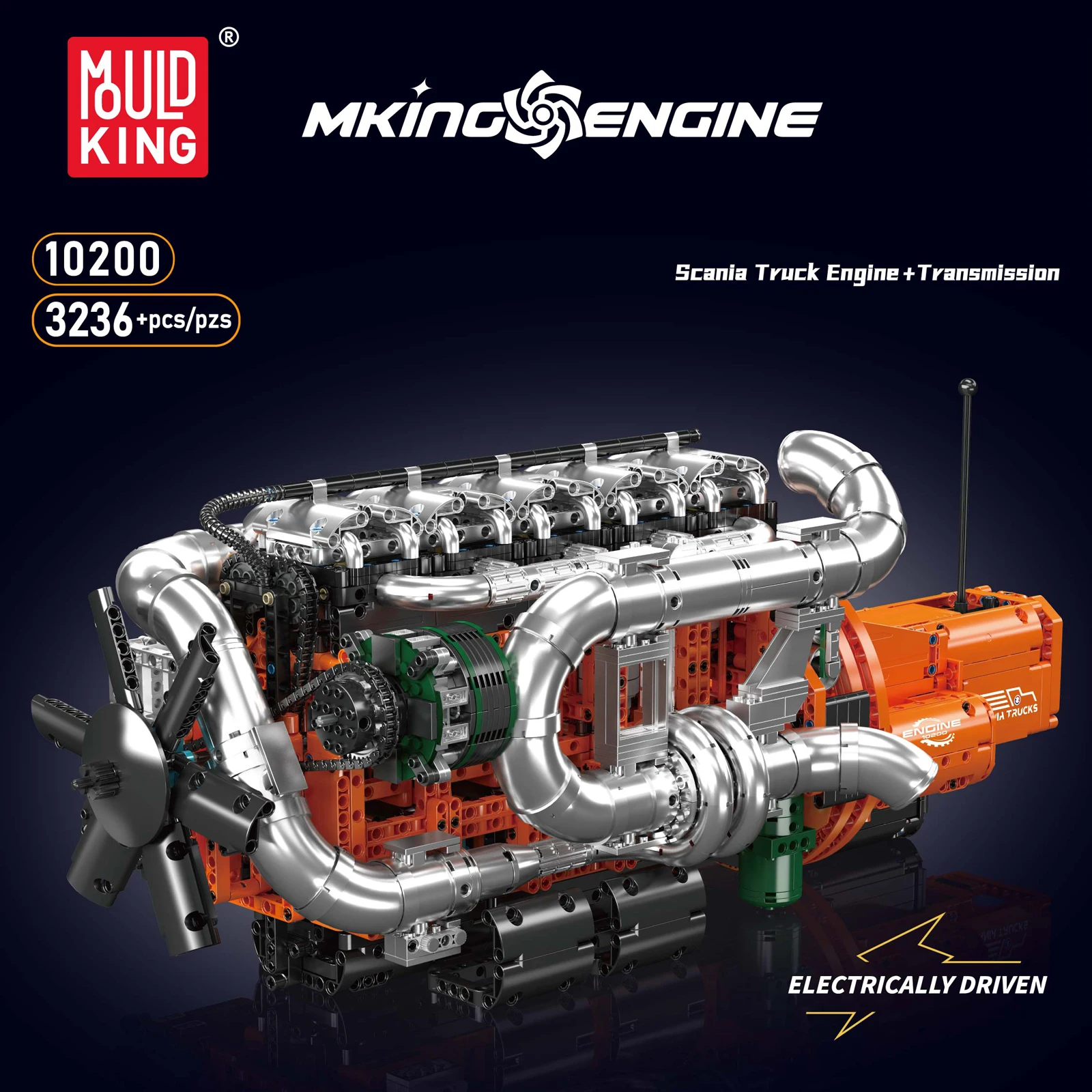 Molde rei 10200 motor técnico brinquedos o caminhão motorizado transmissão bloco de construção tijolo crianças presente natal