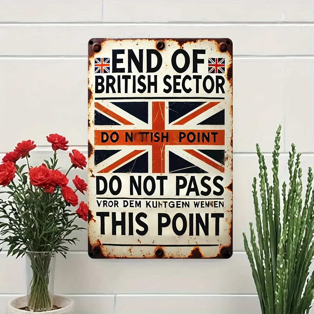 Vintage British Flag Metal Sign, Rustic Iron Warning Plaque with Union Jack Design, Perfect for Bars, Cafes, Restaurants,