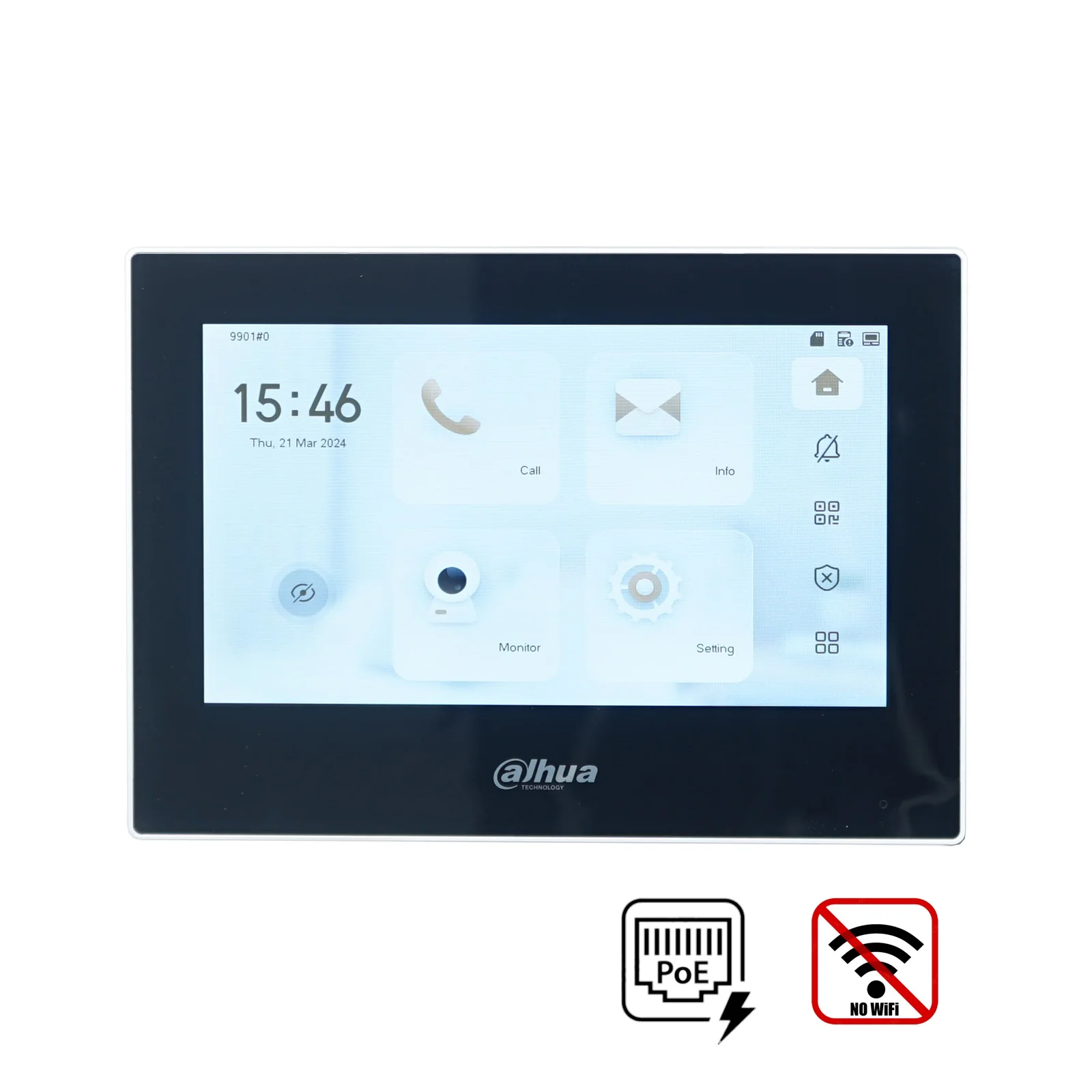 Dahua VTH2621GW-P / VTH2621G-P 802.3af PoE 7 inch Touch Indoor Monitor, deurbel Monitor, Video Intercom, Ingebouwde SD-kaart