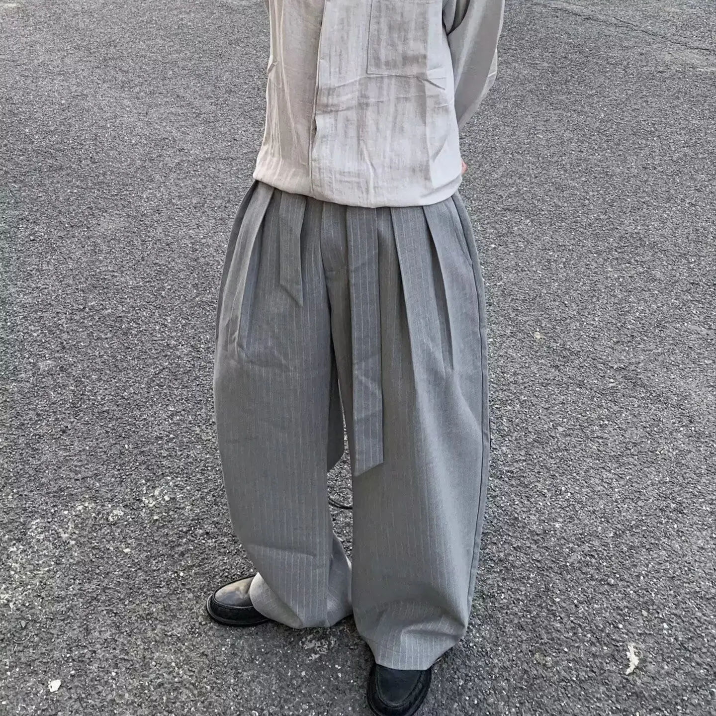 Men's Vertical Striped Commuting Style Casual Pants Cool Boy Wide Legs Thin Sweatpants Street Bottom Male High Waist Trousers