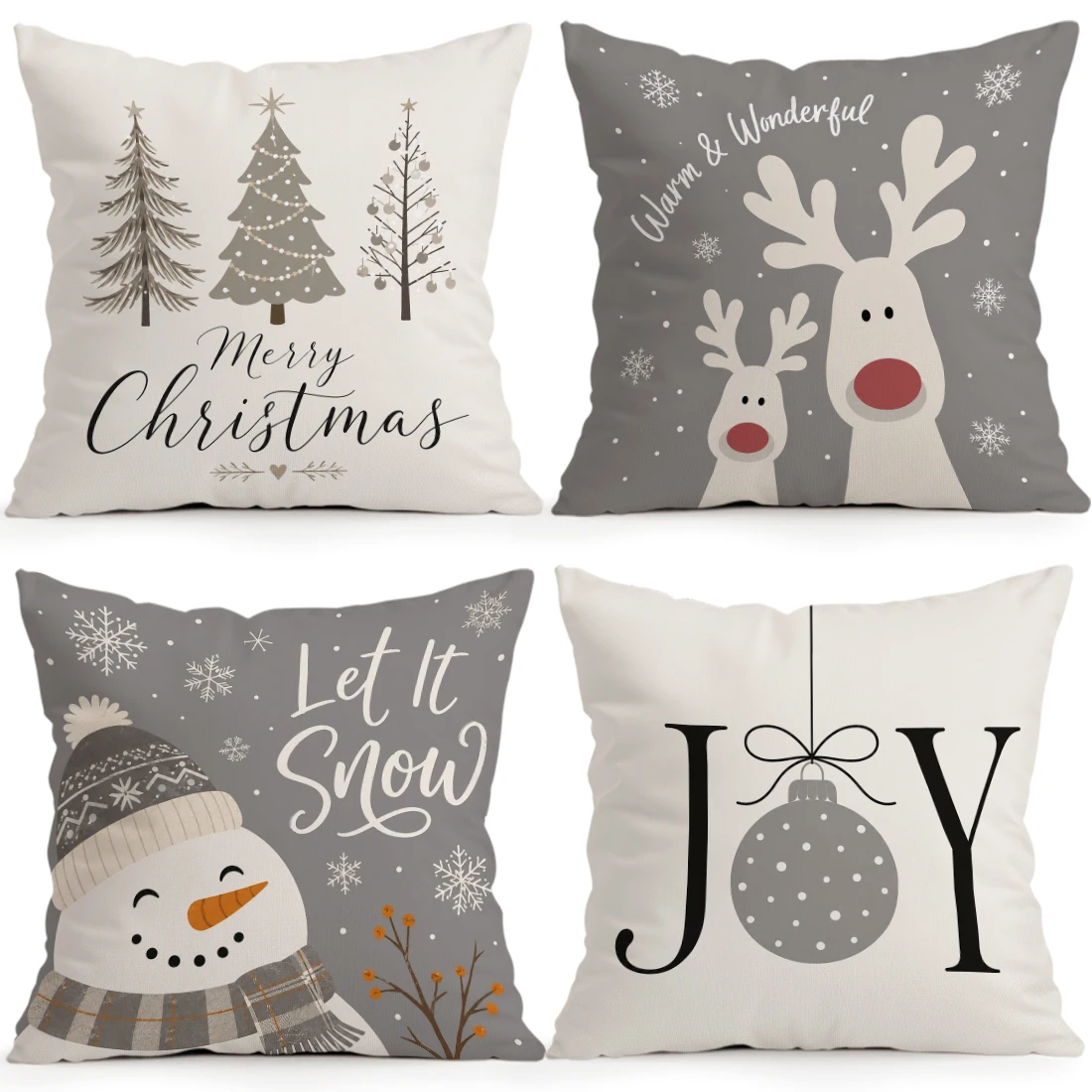 Reindeer Time Christmas Pillowcase Printed Polyester 40/45/50cm Throw Pillowcover Decorative Sofa Cushion Pillowslip Home Decor