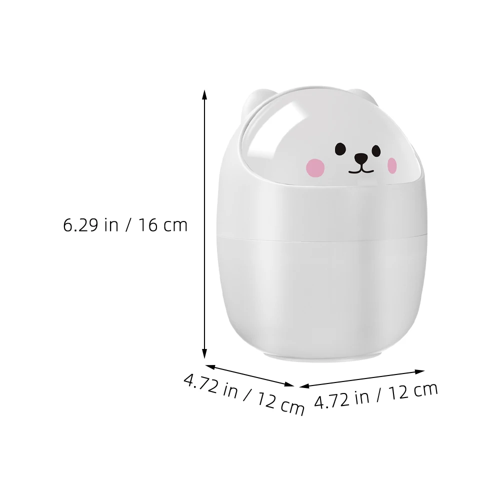 

2 Pcs Mini Trash Can for Dustbin Lid Slim Small Desk Cartoon Desktop Garbage Container