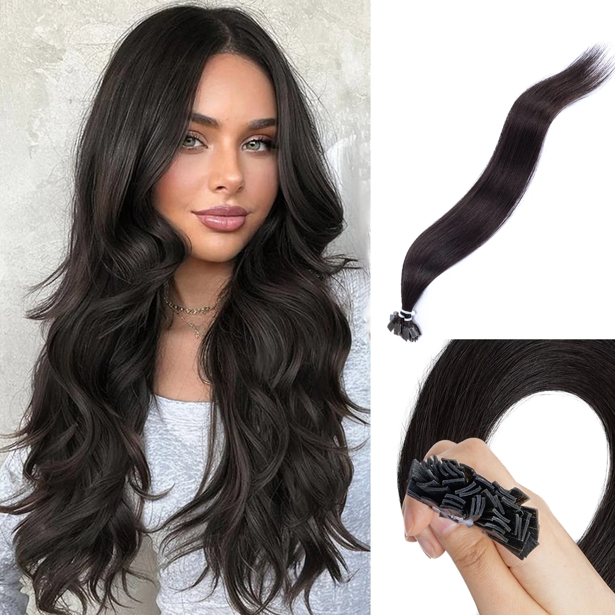 

Flat Tip Hair Extensions Keratin Human Hair Extension Fusion Hair 1x0.8cm Bond 12-22inch Non-Remy 0.6g/strand