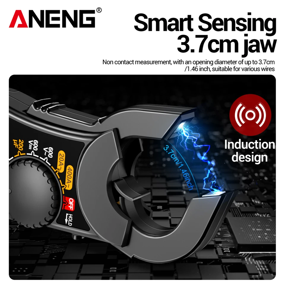Pinza amperimétrica ANENG MT87, multímetro digital profesional de 1999 cuentas, prueba voltaje AC/DC, amperímetro, detección de resistencia y sin contacto 3