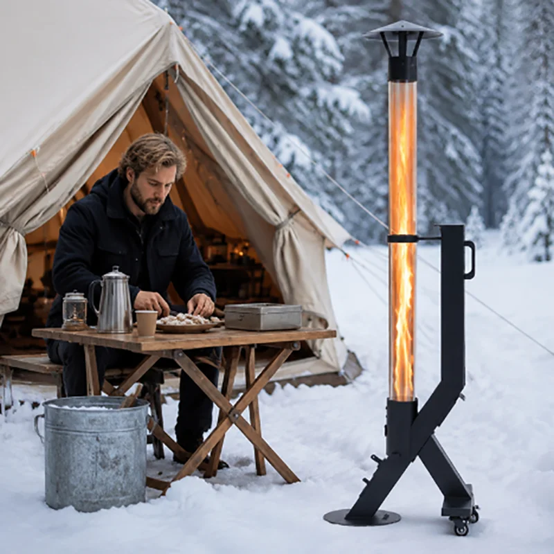 Premium Wood Pellet Patio Heater Freestanding Carbon Steel Outdoor Heater for Garden and Backyard Use